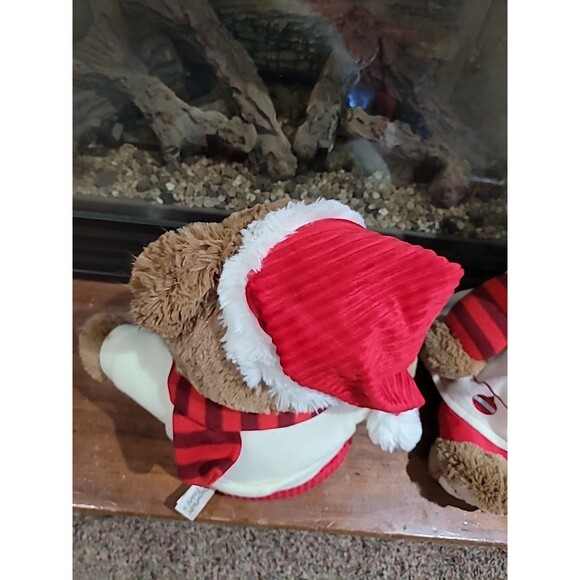 Lot (2) 2017 Walmart Christmas Snowflake TEDDY BEARS Boy Girl Large Red Brown - Picture 10 of 16